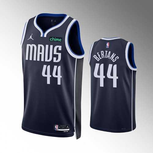 Mens Dallas Mavericks #44 Davis Bertans Navy Statement Edition Stitched Basketball Jersey Dzhi->dallas mavericks->NBA Jersey